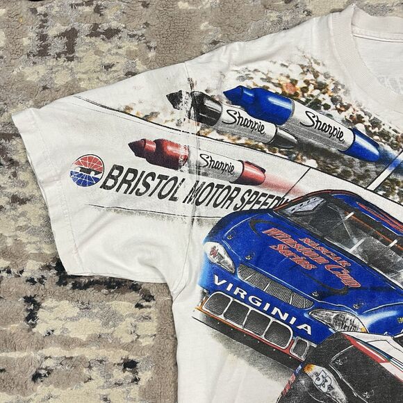 Vintage Y2K 90s NASCAR Shirt Mens L/XL Sharpie 500 Bristol Motor Speedway AOP - Picture 11 of 14